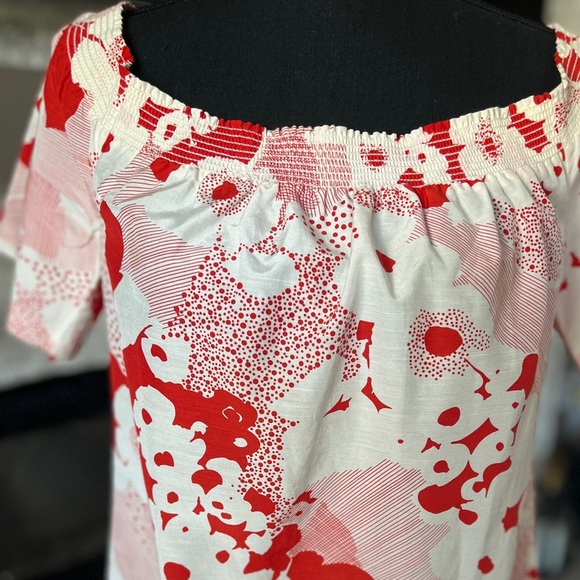 Trina Turk size Small off shoulder cotton silk blend summer dress, runs big - Picture 2 of 7